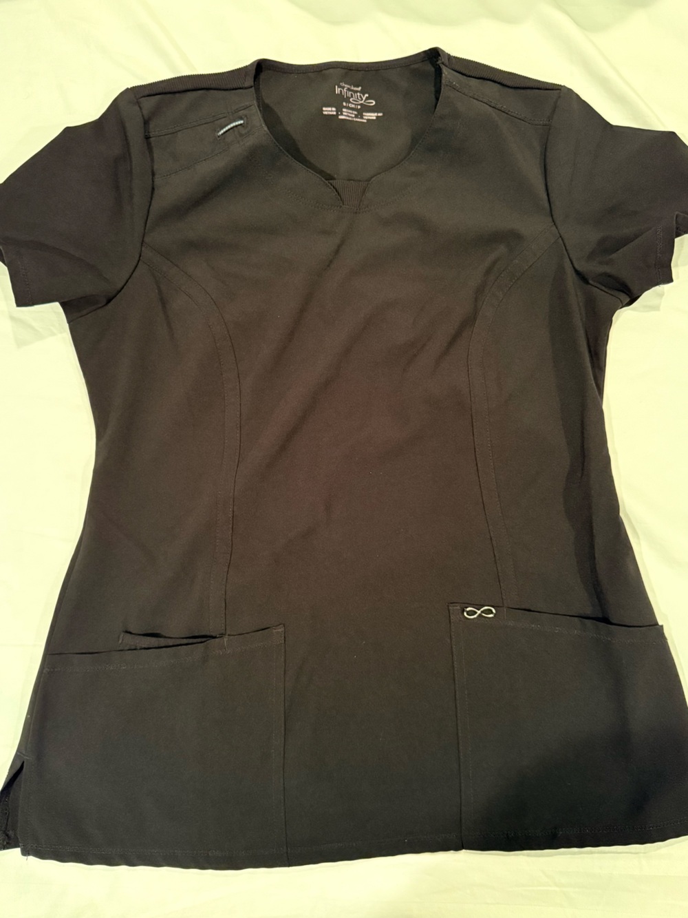 Infinity by Cherokee Black V-Neck Short Sleeve Scrub Top
